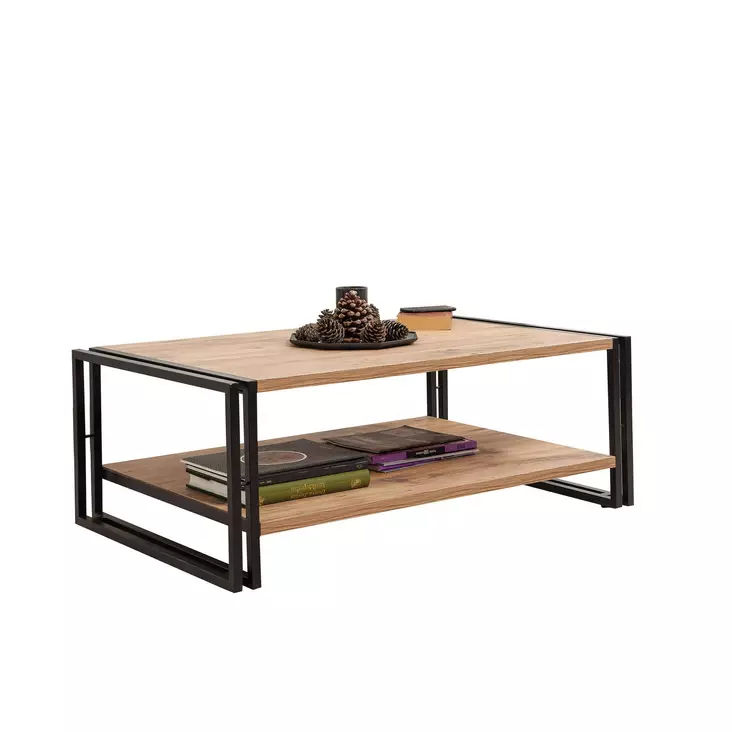 Teollinen sohvapöytä - Atlantic Pine Musta - 2-Tasoinen Säilytys - 100% Melamiinipinnoitettu - 110x70x40 cm - Sohvapöydät - 8681875315554 - 1
