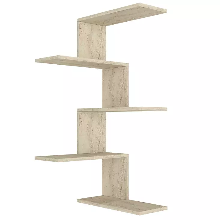 Travertiini Seinä Hylly 100% Melamiini Päällystetty 18mm Paksuus 51,5x109x29,6cm Kiinnitettävä Useita Hyllyjä - Seinähyllyt - 8684283018314 - 1