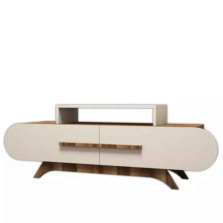 TV-taso, saksanpähkinä kerma, 145 cm leveä, kestävä, tilava - TV-tasot - 8681875184754 - 1