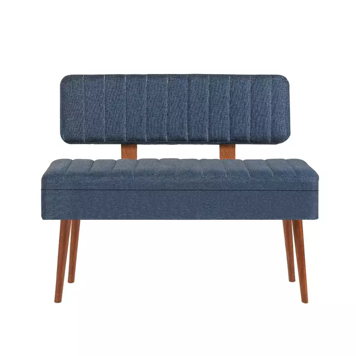 Tyylikäs ja Kestävä Bankki: Pähkinä ja Tummansininen, 100% Melamiinipinnoitettu, 110x82,5x40 cm, PVC-jalat 31 cm - Lipastot ja senkit - 8683742499824 - 1
