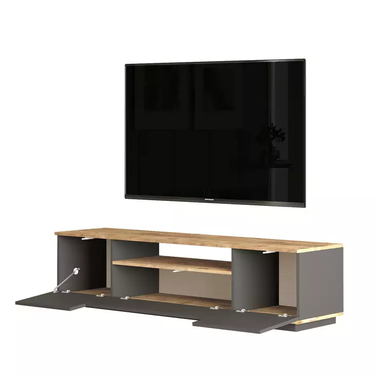 Tyylikäs Olohuoneen Kalustesetti - Atlantic Pine Anthracite - 100% Melamiinipinnoitettu - TV-yksikkö 180 cm - Pöytä 90 cm - Huonekalut - 8684282994084 - 1