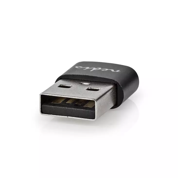 USB-A Sovitin | USB 2.0 | USB-A Uros | USB-C Naaras | 480 Mbps | Pyöreä | Niklattu | Musta | Laatikko - Tietokone ja verkko - 5412810421794 - 1