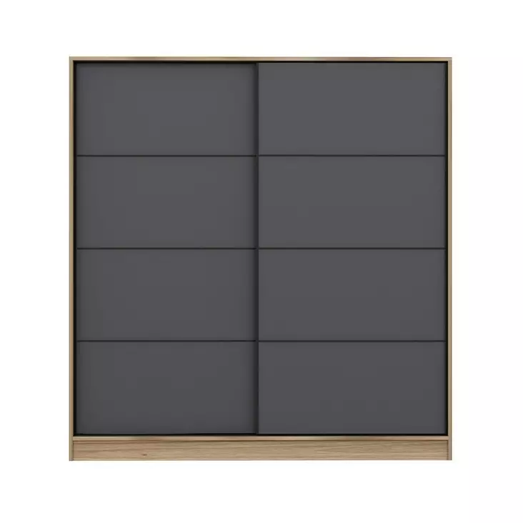 Vaatekaappi Dore Anthracite - 100% Melamiinipinnoitettu Lastulevy, 180x210x52 cm, Useita Hyllyjä, 6 Pakettia - Vaatekaapit - 8683742562344 - 1