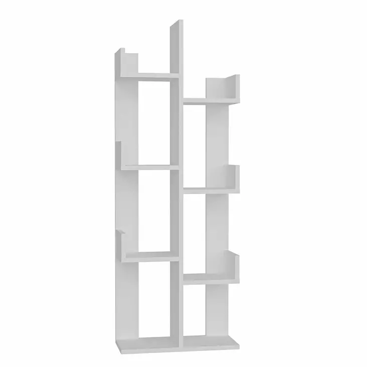 Valkoinen Melamiinipinnoitettu Kirjahylly - 50x22x137 cm - Tyylikäs ja Kestävä Säilytysratkaisu Kodin Sisustukseen - Kirjahyllyt - 8683743117154 - 1