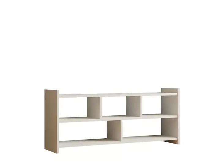 Valkoinen TV-taso, 100% Melamiinipinnoitettu, 117,5x55x28 cm, Useita Hyllyjä, Lisäsäilytystilaa, Skandinaavinen Design - TV-tasot - 8681875683394 - 1