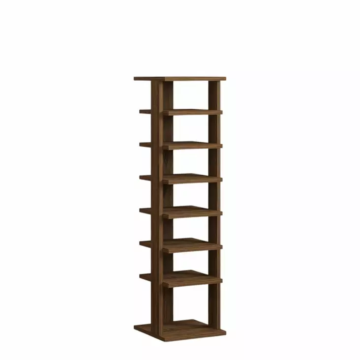 Walnut-kenkäkaappi: Tyylikäs ja kestävä säilytysratkaisu, 100% melamiinipinnoitettu, 110 cm korkea, useita hyllyjä - Kenkäkaapit - 8684283803484 - 1