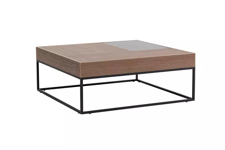 Walnut-värinen sohvapöytä, 100% melamiinipinnoitettu lastulevy, metallijalat, 90x37x90 cm, kestävä ja tyylikäs - Sohvapöydät - 8684282438724 - 1