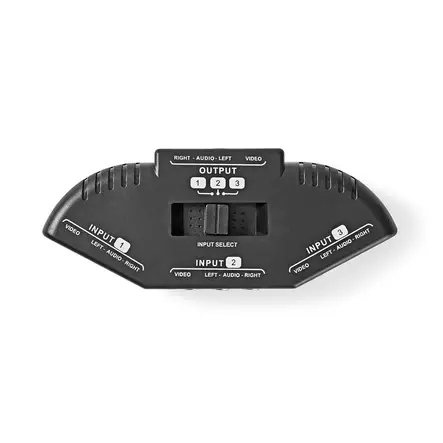 Komposiittivideokytkin | 3-Porttinen port(s) | Audio- / video- / datayhteyksien syöttö: 3x Composite Video (RWY) | Audio- / video- / datayhteyksien ulostulo: 1x Composite Video (RWY) | 1024x576 | ABS-Muovi | Musta - Tietokone ja verkko - 5412810296545 - 1