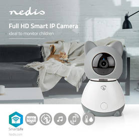 SmartLife Sisäkamera | Full HD 1080p | Kääntö/kallistus | MicroSD (ei sisälly) / Pilvipalvelutallennus (valinnainen) | Yökuvaus | Harmaa / Valkoinen - Sisäkamerat - 5412810331055 - 2