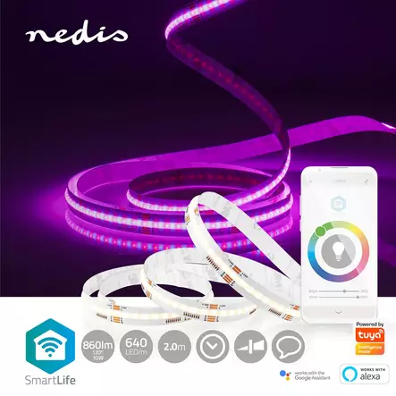 SmartLife LED-Nauha | Lämpimästä kylmään valkoiseen / RGB | COB | 2.00 m | IP20 | 2700 - 6500 K | 860 lm | Android / IOS - LED-nauhat - 5412810413515 - 5