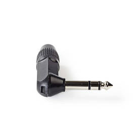 Audioliitin | Kulma | Uros | Niklattu | Juotin | Kaapelin läpitulomitta: 8.0 mm | Alumiini | Musta | Muovipussi | 1 kpl - Audioliittimet ja plugit - 5412810296385 - 2