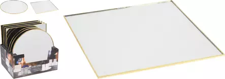 Kultareunainen peililautanen 25 cm – tyylikäs sisustuselementti kynttilöille ja koristeasetelmiin - Kynttilät ja lyhdyt - 8719987655715 - 1