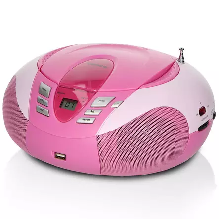 Kannettava FM-radio CD- ja USB-soitin Vaaleanpunainen - Radiot ja MP3/4-soittimet - 8711902024385 - 10