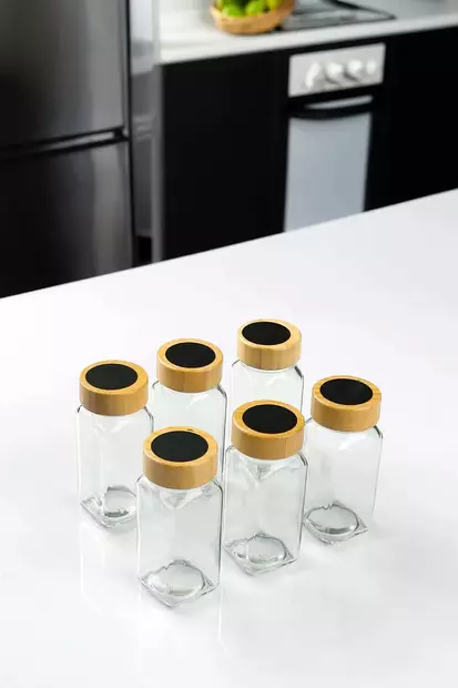 Läpinäkyvä 6-osainen Lasipurkkisetti - 80 ml - Astianpesukoneen Kestävä - Tyylikäs Keittiön Sisustusratkaisu - Päivittäiskeittiötarvikkeet - 8684283873975 - 1