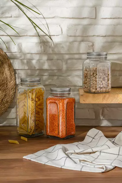 Lasipurkkisetti 3 kpl - Keittiötarvikkeet - Hopea - 100% Lasi - Koot: 660 ml, 820 ml, 980 ml - Astianpesukoneen kestävä - Päivittäiskeittiötarvikkeet - 8684283450275 - 2