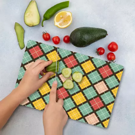 Monivärinen 100% Karkaistu Lasi Leikkuulauta 20x30 cm - Antibakteerinen, Helppo Puhdistaa, Liukumattomat Silikonijalat - Keittiötyövälineet - 8684283727995 - 1