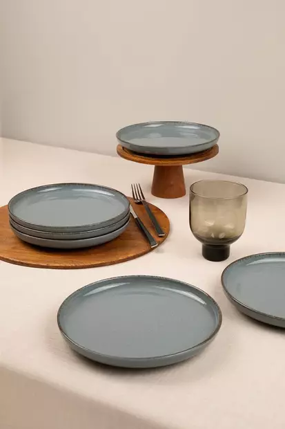 Porcelainen Lautassetti 6 kpl - Harmaa, 19x19 cm, Astianpesukone- ja Mikroaaltouuninkestävä, Tyylikäs ja Kestävä - Lautaset - 8684283203505 - 2