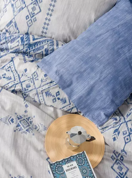 Ranforce tuplapeitto pussilakanasetti, sininen, 200 x 220 cm, pehmeä, kestävä - Lakanat ja tyynyliinat - 8684283028115 - 2