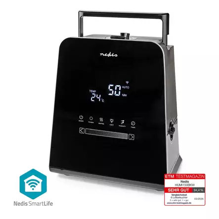 SmartLife-Kostutin | 110 W | Viileällä ja lämpimällä usvalla | 5.5 l | Kosteusmittari | Ajastin | Kaukosäädin | Yötila | Musta - Tuulettimet ja ilmastointilaitteet - 5412810406005 - 1