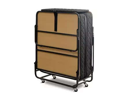 Taitettava Sänky - Valkoinen/Musta - Metallirunko - 15 cm Patja - Tilaa Säästävä - Kestävä Teräsrakenne - 90x70x204 cm - Sängyt - 8682870568655 - 1