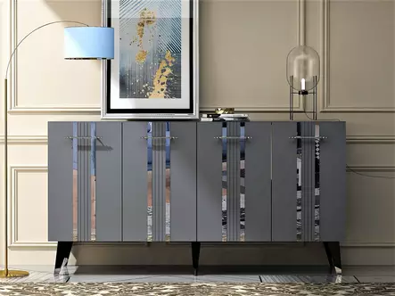 Tyylikäs ja Kestävä Konsoli: Anthracite Hopea, 100% Melamiinipinnoitettu, 150x80x40 cm, 2 Pakettia, 18 mm Paksuus - Lipastot ja senkit - 8683742469315 - 2