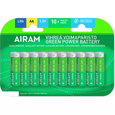 Vihreä voimaparisto AA LR6 1,5V 10 kpl - Alkaliparistot - 6435200275585 - 1
