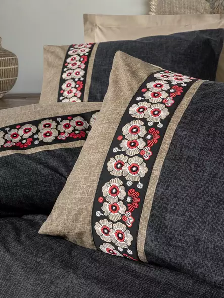 Yhden hengen pussilakanasetti Ranforce, beige, 160 x 220 cm, pehmeä, helppohoitoinen - Lakanat ja tyynyliinat - 8684283402915 - 2