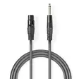 Balansoimaton Audiojohto | XLR 3-Pin naaras | 6.35 mm uros | Niklattu | 10.0 m | Pyöreä | PVC | Tummanharmaa | Pakkaus - Audiokaapelit - 5412810295425 - 1