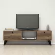 TV-taso, musta pähkinäpuu, 138 cm leveä, kestävä, tilava - TV-tasot - 8682870149915 - 1