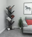 Anthrasittikirjahylly - Moderni ja Tyylikäs Säilytysratkaisu, 100% Melamiinipinnoitettu, 46x128,5x22 cm, Useita Hyllyjä - Kirjahyllyt - 8683342846585 - 1
