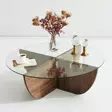 Sohvapöytä, 100% Karkaistu Lasi, Pähkinä, 90x90x30 cm, Melamiinipinnoitettu Runkolevy, Moderni ja Tyylikäs Design - Sohvapöydät - 8683342746885 - 5