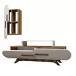 Moderni TV-taso, Pähkinä Valkoinen, 100% Melamiinipinnoitettu, 145x49,8x36,8 cm, Useita Hyllyjä, Helppo Asentaa - TV-tasot - 8681875184785 - 4
