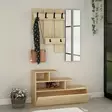 Tyylikäs Tammi Eteisteline Peilillä ja Kengätsäilytyksellä - 100% Melamiinipinnoitettu - 100x61x30 cm - Peili 30x99 cm - Huonekalut - 8681875200775 - 2