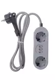 Jatkojohto Flat 1,5m 3xUSB-A 2-osainen, Airam - Sisäjatkojohdot - 6435200244475 - 1