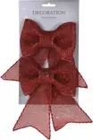 Koriste rusetti 12 cm punainen 2 kpl - Joulukoristeet ja -tekstiilit - 8719202715705 - 1