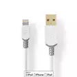Lightning Kaapeli | USB 2.0 | Apple Lightning 8-Pin | USB-A Uros | 480 Mbps | Kullattu | 2.00 m | Pyöreä | PVC | Harmaa / Valkoinen | Laatikko - Lightning-kaapelit - 5412810264315 - 1