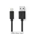Lightning Kaapeli | USB 2.0 | Apple Lightning 8-Pin | USB-A Uros | 480 Mbps | Niklattu | 1.00 m | Pyöreä | PVC | Musta | Laatikko - Lightning-kaapelit - 5412810288755 - 1