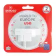 Matka-adapteri Maailma-Eurooppa USB Maadoitettu - - 19-19-7640166320005 - 66