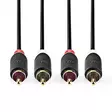 Stereoäänikaapeli | 2x RCA uros | 2x RCA uros | Kullattu | 0.50 m | Pyöreä | Antrasiitti | Laatikko - Audiokaapelit - 5412810335695 - 10