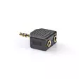 Stereoäänisovitin | 3.5 mm uros | 2x 3.5 mm naaras | Kullattu | Suora | ABS-Muovi | Musta | 10 kpl | Muovipussi - Audioadapterit - 5412810298785 - 40