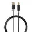 USB kaapeli | USB 2.0 | USB-A Uros | USB-B Uros | 480 Mbps | Kullattu | 2.00 m | Pyöreä | PVC | Antrasiitti | Laatikko - Tietokone ja verkko - 5412810263455 - 1
