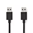 USB kaapeli | USB 3.2 Gen 1 | USB-A Uros | USB-A Uros | 5 Gbps | Niklattu | 1.00 m | Pyöreä | PVC | Musta | Laatikko - Tietokone ja verkko - 5412810416745 - 1