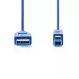 USB kaapeli | USB 3.2 Gen 1 | USB-A Uros | USB-B Uros | 5 Gbps | Niklattu | 3.00 m | Pyöreä | PVC | Sininen | Kirjekuori - Tietokone ja verkko - 5412810275205 - 10