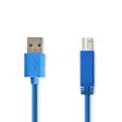 USB kaapeli | USB 3.2 Gen 1 | USB-A Uros | USB-B Uros | 5 Gbps | Niklattu | 3.00 m | Pyöreä | PVC | Sininen | Kirjekuori - Tietokone ja verkko - 5412810275205 - 1