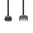 USB kaapeli | USB 3.2 Gen 2 | USB-A Uros | USB-C Uros | 60 W | 10 Gbps | Niklattu | 1.00 m | Pyöreä | PVC | Musta | Label - Tietokone ja verkko - 5412810422005 - 10