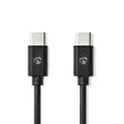 USB kaapeli | USB 2.0 | USB-C Uros | USB-C Uros | 60 W | 480 Mbps | Niklattu | 3.00 m | Pyöreä | PVC | Musta | Laatikko - Tietokone ja verkko - 5412810481255 - 1
