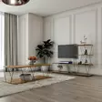 Atlantic Pine Black Olohuoneen Kalustesetti - 100% Melamiinipinnoitettu Lastulevy, 18mm, Metallirunko, TV-taso 150x93x30cm - Huonekalut - 8683742690115 - 2