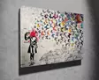 Banksy Multivärinen Koristeellinen Kangastaulu 70x100 cm - Puukehys 2x3 cm - 50% Puuvilla/50% Polyesteri - Taulut ja kehykset - 8683342479035 - 4