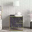 Barokkityylinen Yöpöytä - Kulta Musta - 100% Melamiinipinnoitettu Lastulevy - 18mm - 50x51,8x38,5cm - Useita Hyllyjä - Yöpöydät - 8681875670615 - 3