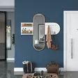 Elegantti Valkoinen Pähkinä Hall Stand - 100% Melamiinipinnoitettu E1 Laatu Lastulevy, 18mm, 125x120x12cm, Monikäyttöinen - Eteiskaapit - 8683743374915 - 3